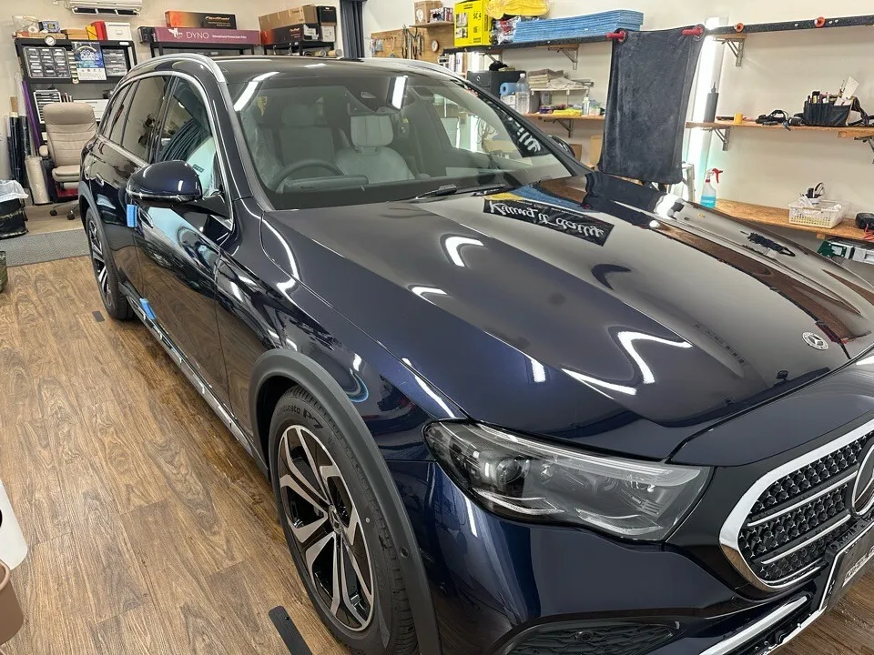 メルセデスベンツ Eクラスワゴン 窓枠モール・ルーフレールPPF施工・タッチパネル保護フィルム貼り